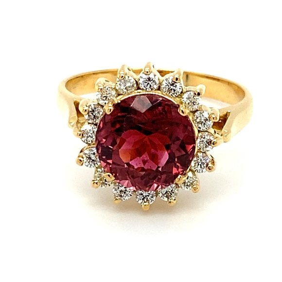 Certified Rubellite 3.65ct Diamonds 18K Gold Ring - Picture 1 of 8